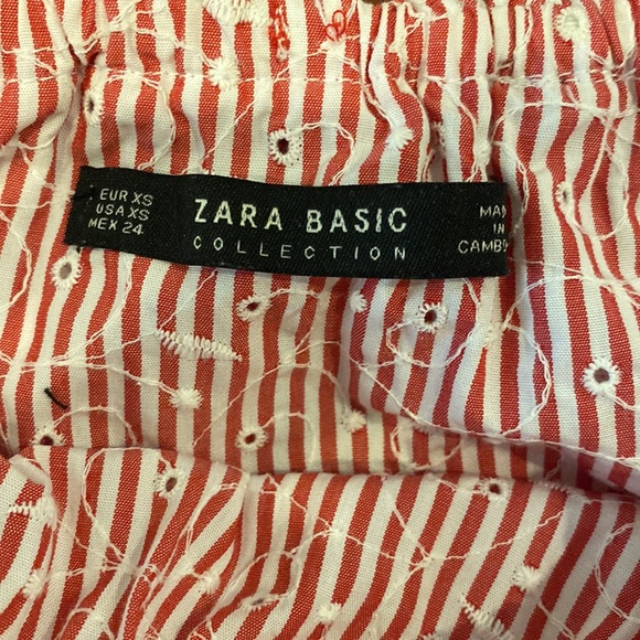 Red and White Zara Blouse Size XSmall - Picture 2 of 3
